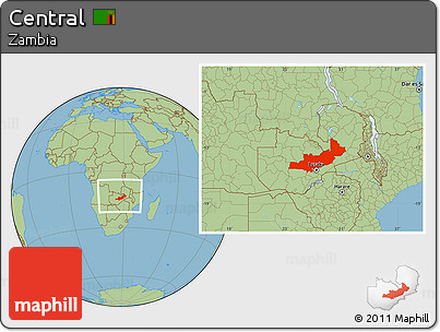 Savanna Style Location Map of Central, within the entire country