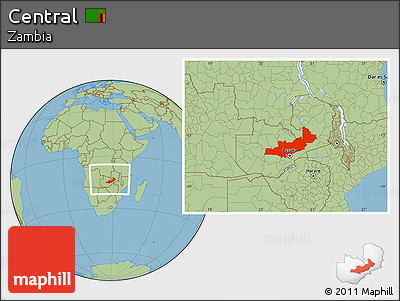 Savanna Style Location Map of Central, within the entire country