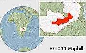 Savanna Style Location Map of Central, highlighted country, hill shading