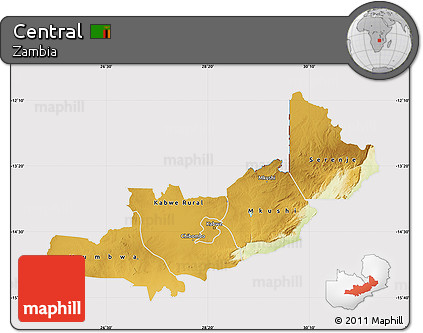 Physical Map of Central, cropped outside