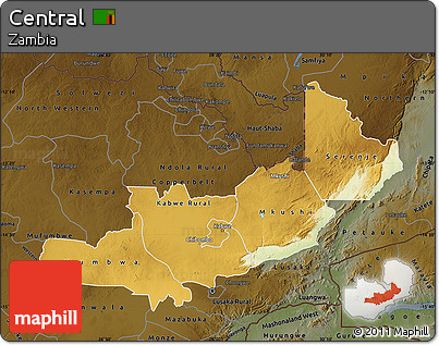 Physical Map of Central, darken