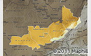 Physical Map of Central, darken, semi-desaturated