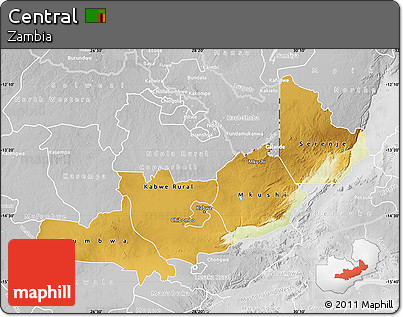 Physical Map of Central, lighten, desaturated