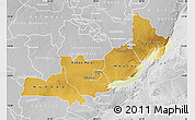 Physical Map of Central, lighten, desaturated