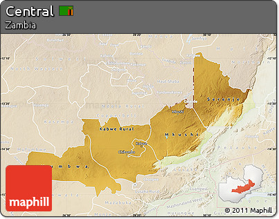 Physical Map of Central, lighten