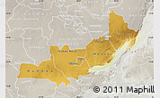 Physical Map of Central, lighten, semi-desaturated