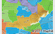 Physical Map of Central, political shades outside