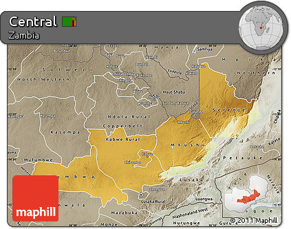 Physical Map of Central, semi-desaturated