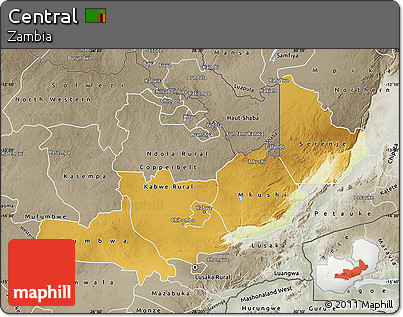 Physical Map of Central, semi-desaturated