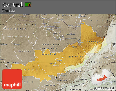 Physical Map of Central, semi-desaturated