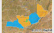 Political Map of Central, satellite outside