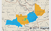 Political Map of Central, shaded relief outside