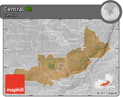 Satellite Map of Central, lighten, desaturated