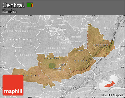 Satellite Map of Central, lighten, desaturated