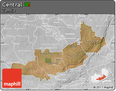 Satellite Map of Central, lighten, desaturated
