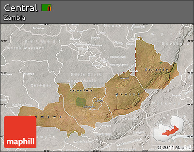 Satellite Map of Central, lighten, semi-desaturated
