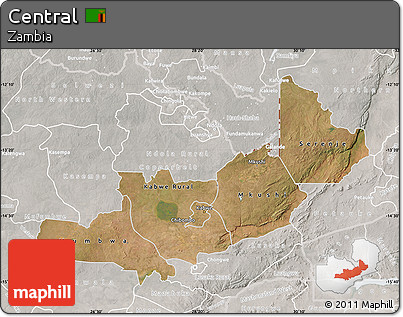 Satellite Map of Central, lighten, semi-desaturated