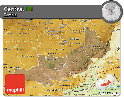 Satellite Map of Central, physical outside