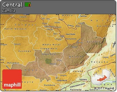 Satellite Map of Central, physical outside