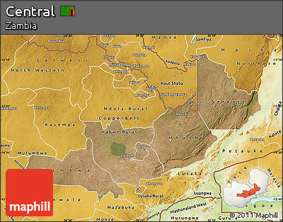 Satellite Map of Central, physical outside