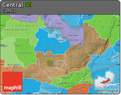 Satellite Map of Central, political shades outside