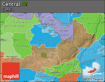 Satellite Map of Central, political shades outside