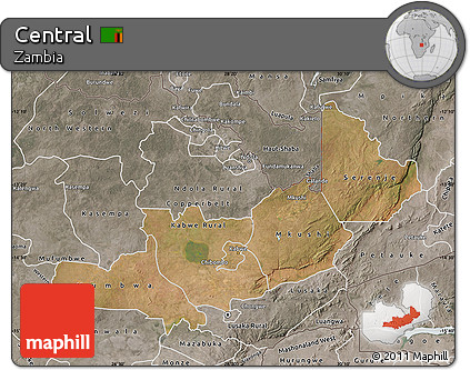 Satellite Map of Central, semi-desaturated