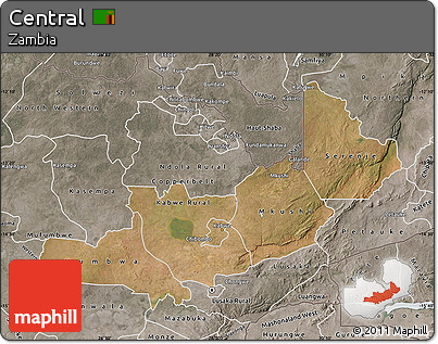 Satellite Map of Central, semi-desaturated