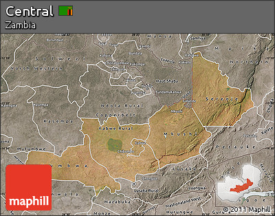 Satellite Map of Central, semi-desaturated