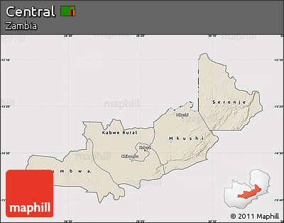 Shaded Relief Map of Central, cropped outside