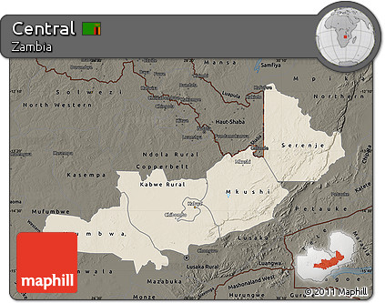 Shaded Relief Map of Central, darken