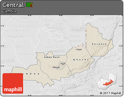 Shaded Relief Map of Central, lighten, desaturated