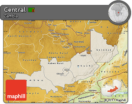 Shaded Relief Map of Central, physical outside