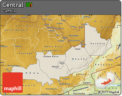 Shaded Relief Map of Central, physical outside