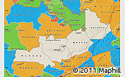Shaded Relief Map of Central, political outside