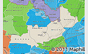 Shaded Relief Map of Central, political shades outside