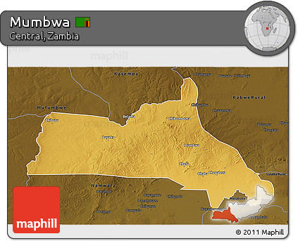 Physical 3D Map of Mumbwa, darken