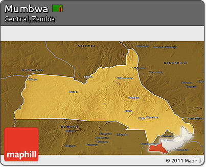 Physical 3D Map of Mumbwa, darken