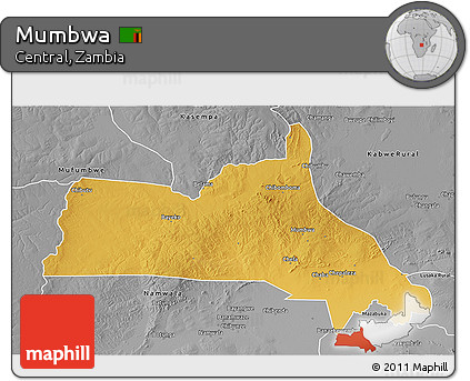 Physical 3D Map of Mumbwa, desaturated