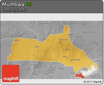 Physical 3D Map of Mumbwa, desaturated