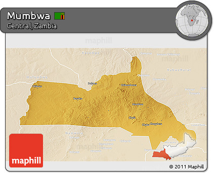 Physical 3D Map of Mumbwa, lighten