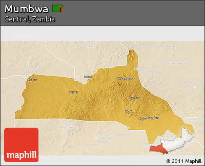 Physical 3D Map of Mumbwa, lighten