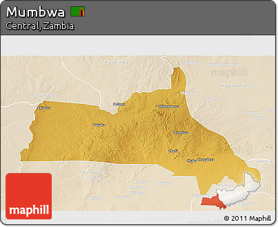 Physical 3D Map of Mumbwa, lighten