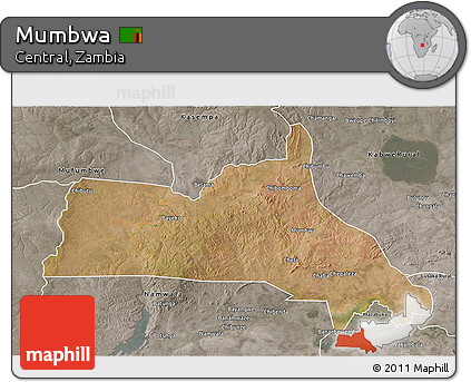 Satellite 3D Map of Mumbwa, semi-desaturated