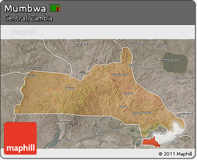 Satellite 3D Map of Mumbwa, semi-desaturated