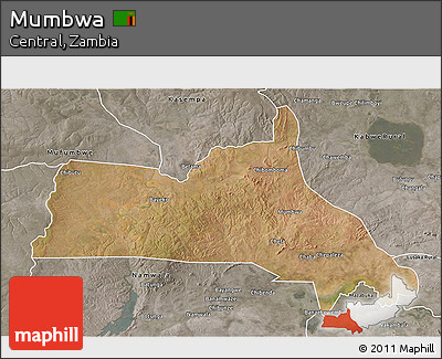 Satellite 3D Map of Mumbwa, semi-desaturated