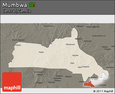 Shaded Relief 3D Map of Mumbwa, darken