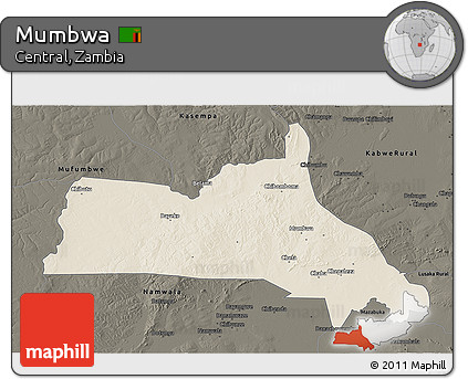 Shaded Relief 3D Map of Mumbwa, darken