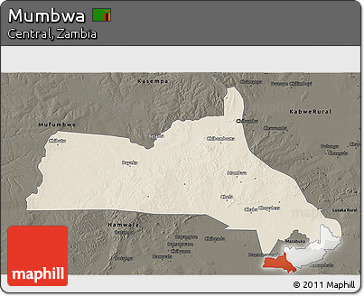 Shaded Relief 3D Map of Mumbwa, darken