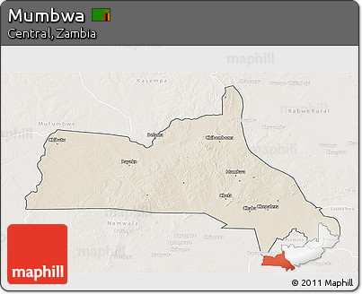Shaded Relief 3D Map of Mumbwa, lighten